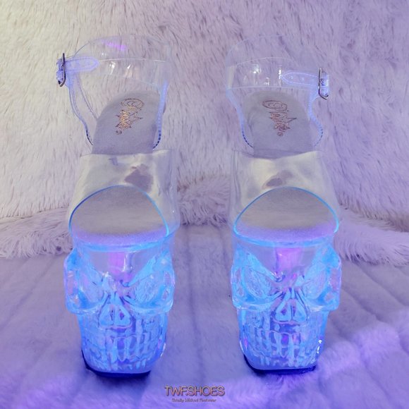 Pleaser Shoes - Rapture Clear Skull & Bones Platform 8" Heels